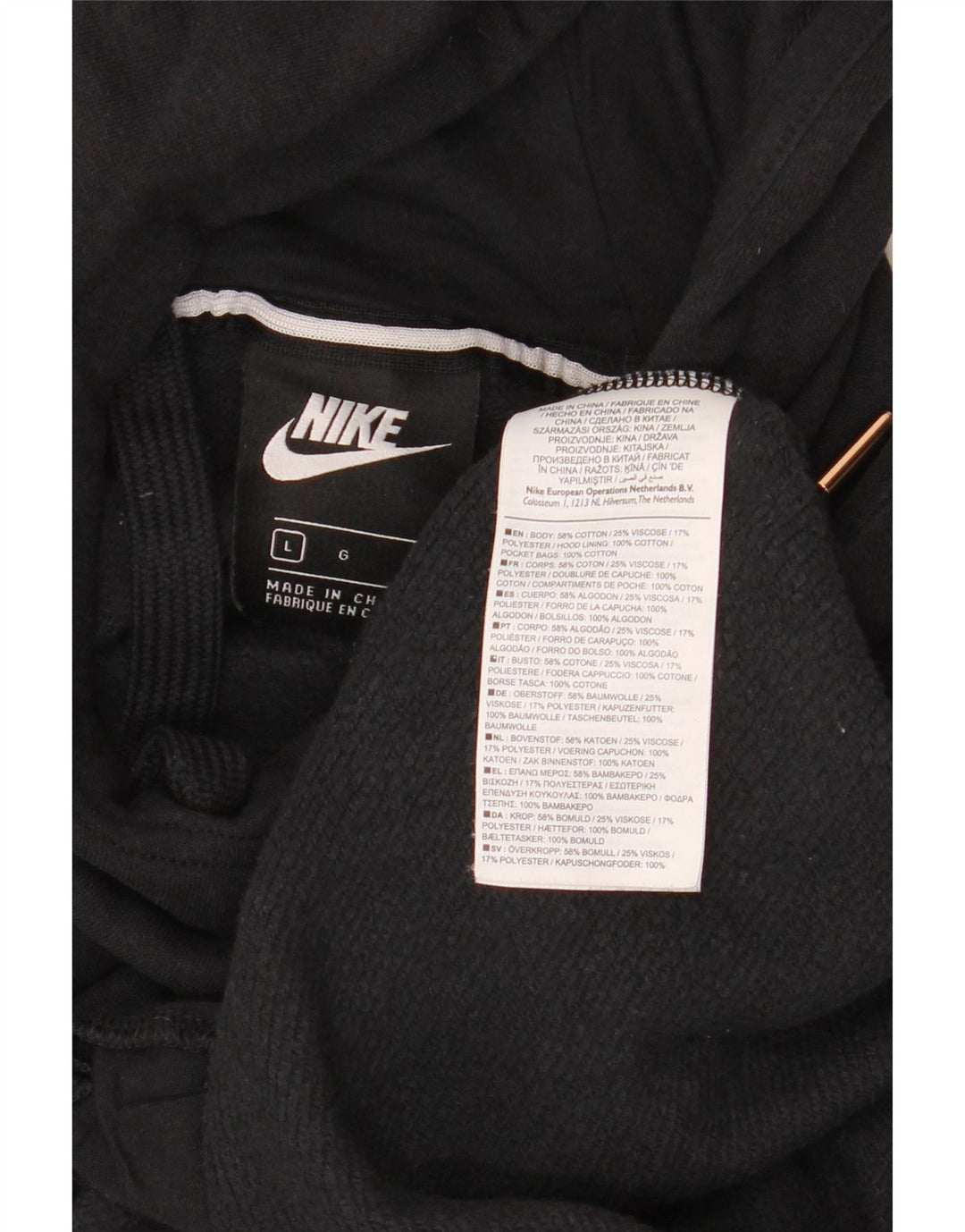 NIKE feminino oversized longline gráfico moletom com capuz UK 16 grande preto
