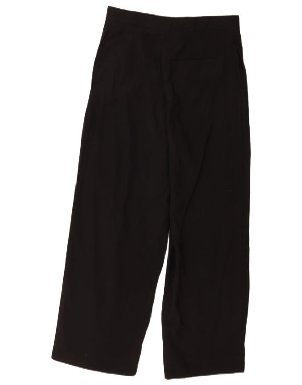 Calça feminina casual cintura alta perna larga W26 L25 viscose preta