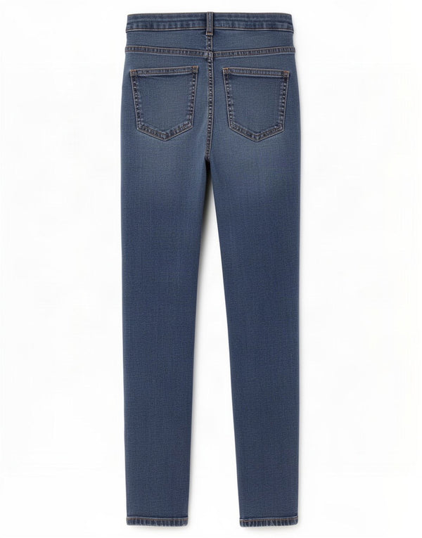 Calça jeans feminina Marks & Spencer super skinny UK 10 pequena W28 L27 algodão azul
