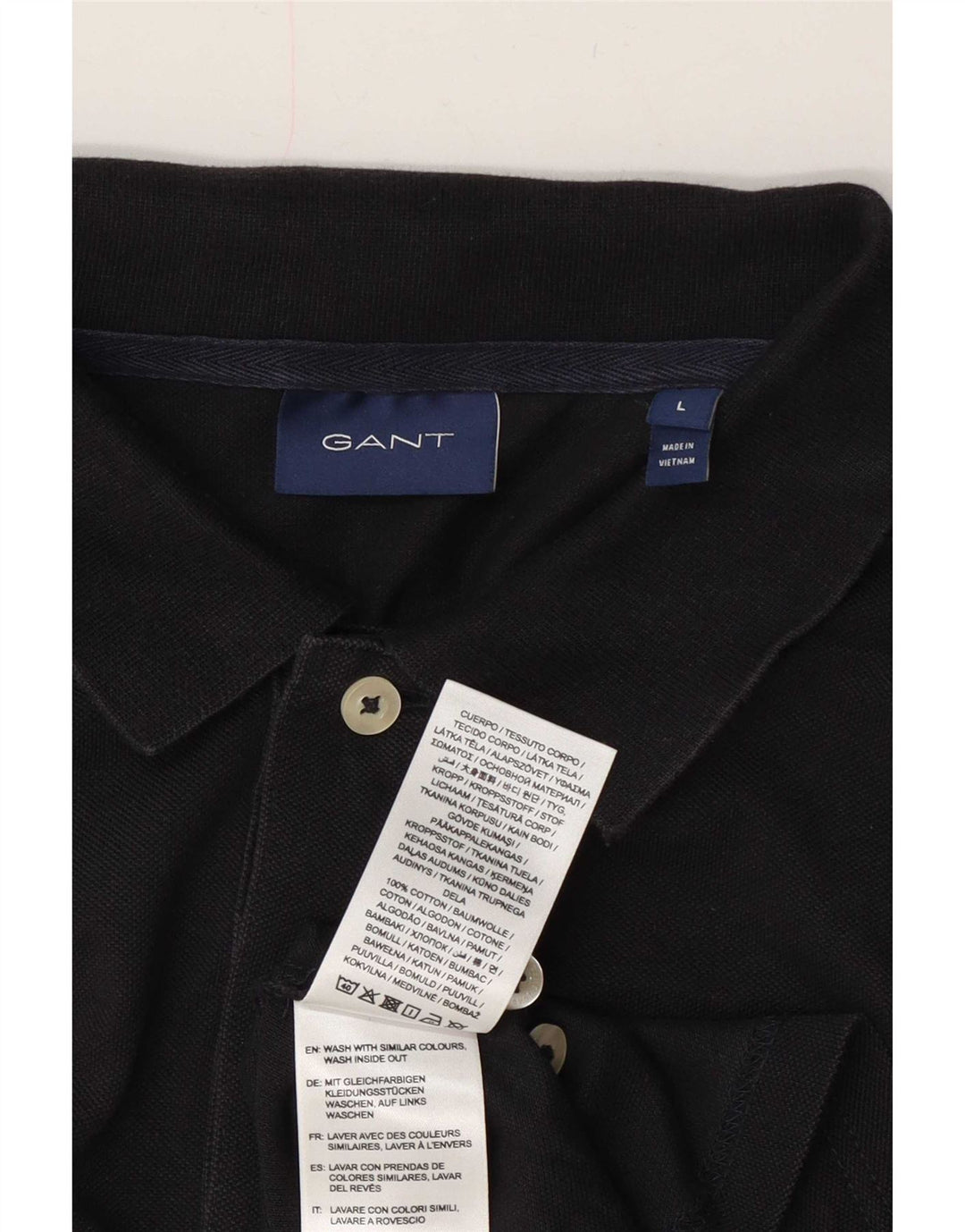 Gant Camisa polo masculina gráfica grande algodão preto