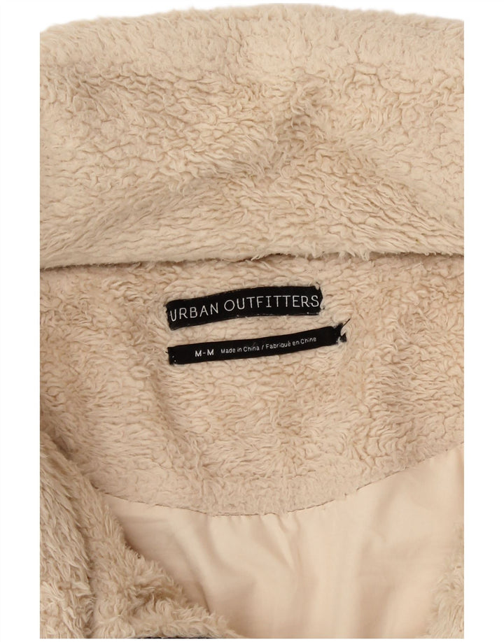 Jaqueta feminina de lã acolchoada de grandes dimensões da Urban Outfitters Reino Unido 14 médio bege