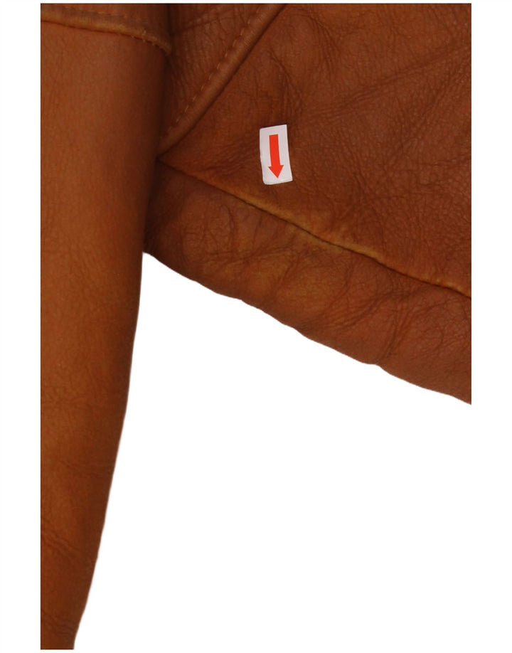 Jaqueta masculina MABRUN Shearling Reino Unido 36 couro marrom pequeno