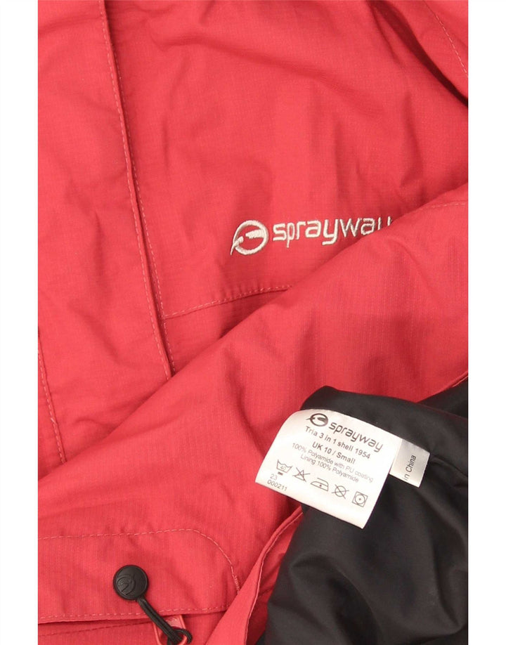 Jaqueta de chuva com capuz feminina Sprayway UK 10 pequena poliamida vermelha