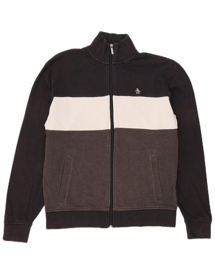 Jaqueta masculina de agasalho Penguin, pequena, preta, de algodão colorblock