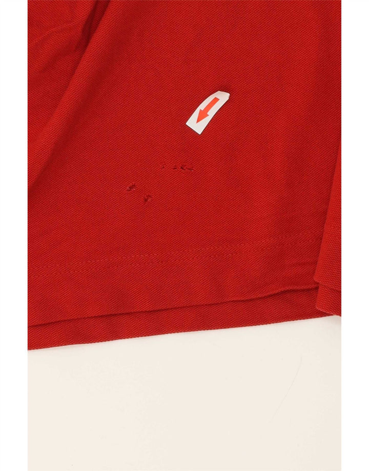 Camisa polo masculina de rugby Lacoste tamanho 4 algodão listrado vermelho médio