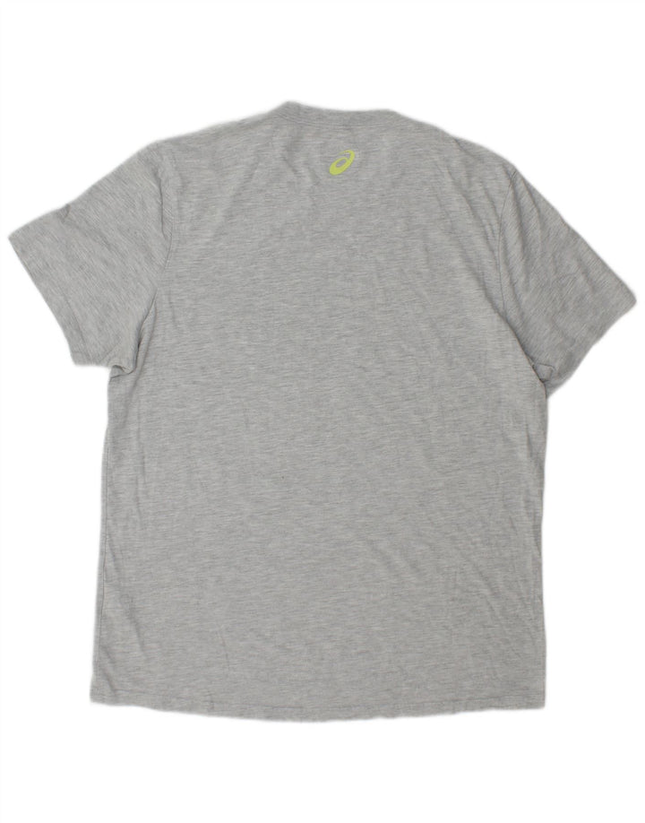 Camiseta gráfica masculina Asics Top grande algodão cinza