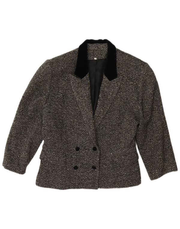 Jaqueta blazer feminina vintage manga 3/4 com peito duplo IT 42 cinza médio