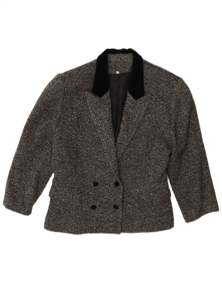 Jaqueta blazer feminina vintage manga 3/4 com peito duplo IT 42 cinza médio