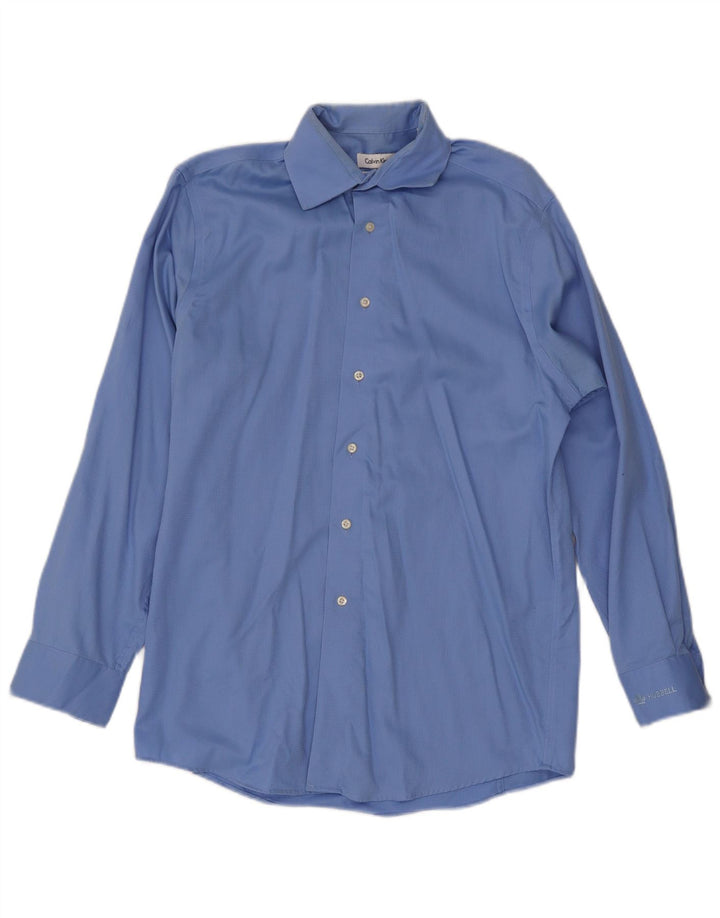 Camisa masculina Calvin Klein tamanho 14 1/2 15 algodão azul pequeno