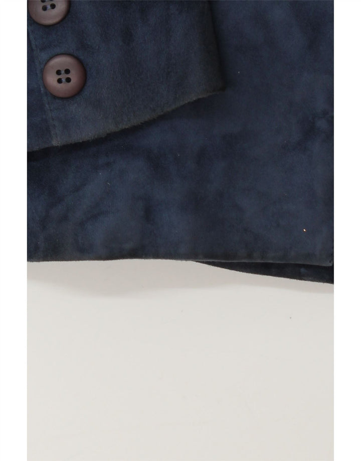 Conjunto de saia feminina Robrik de camurça de 2 peças IT 44 médio W30 couro azul marinho