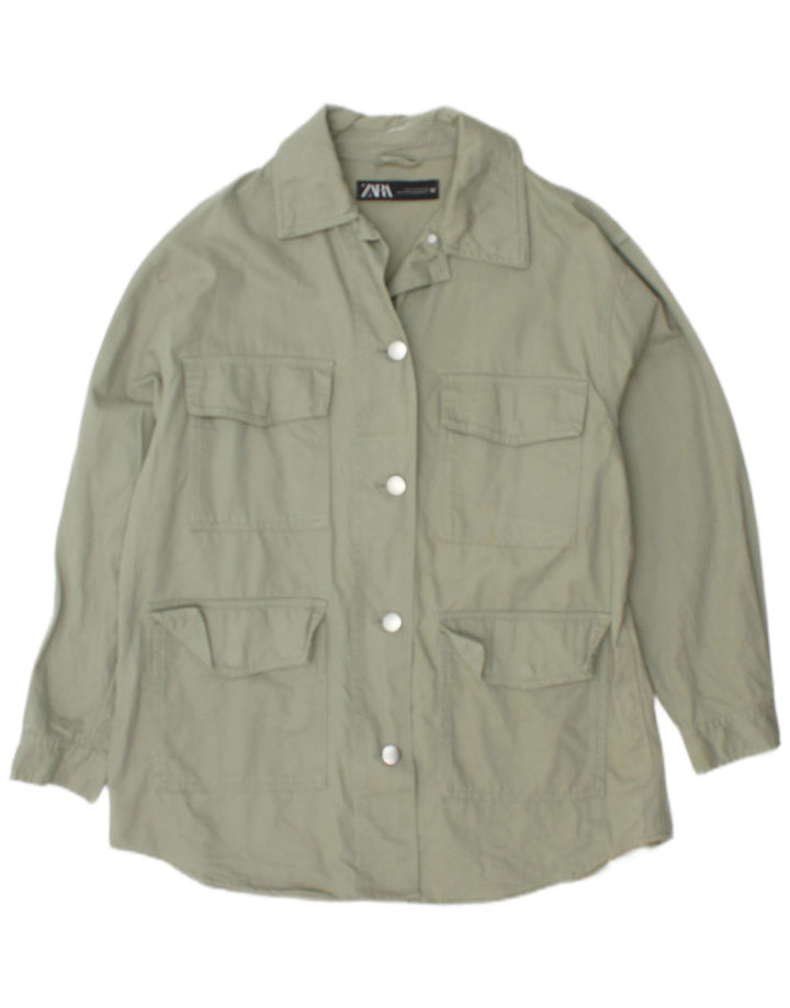 Jaqueta utilitária masculina Zara Oversized UK 10 algodão verde pequeno