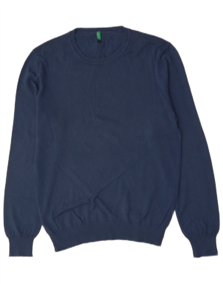 Suéter masculino BENETTON com gola redonda e algodão azul pequeno
