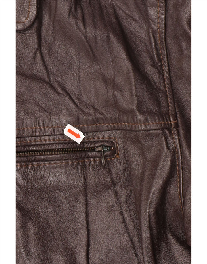 Jaqueta de couro masculina VINTAGE UK 42 XL couro marrom