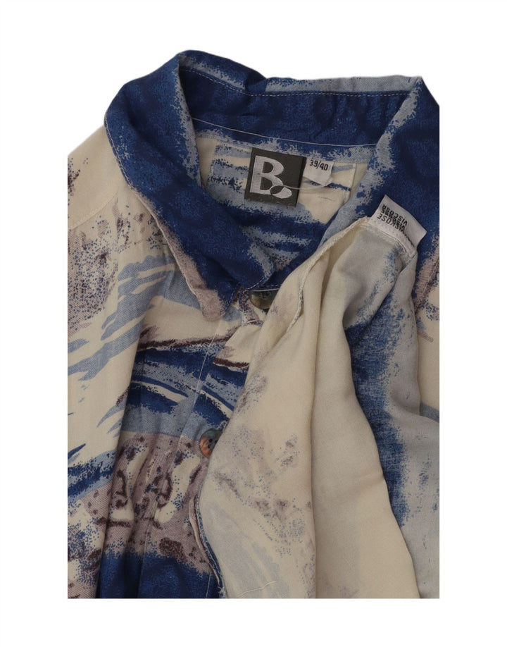 VINTAGE Mens Abstract Pattern Shirt Size 39/40 Medium Off White