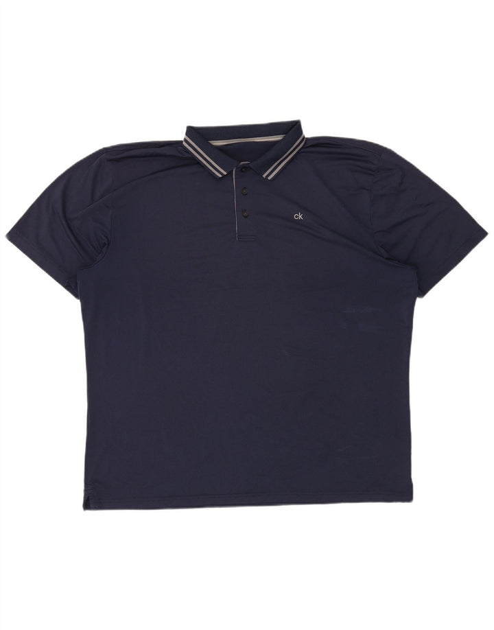 Camisa pólo de golfe masculina CALVIN KLEIN XL azul marinho poliéster
