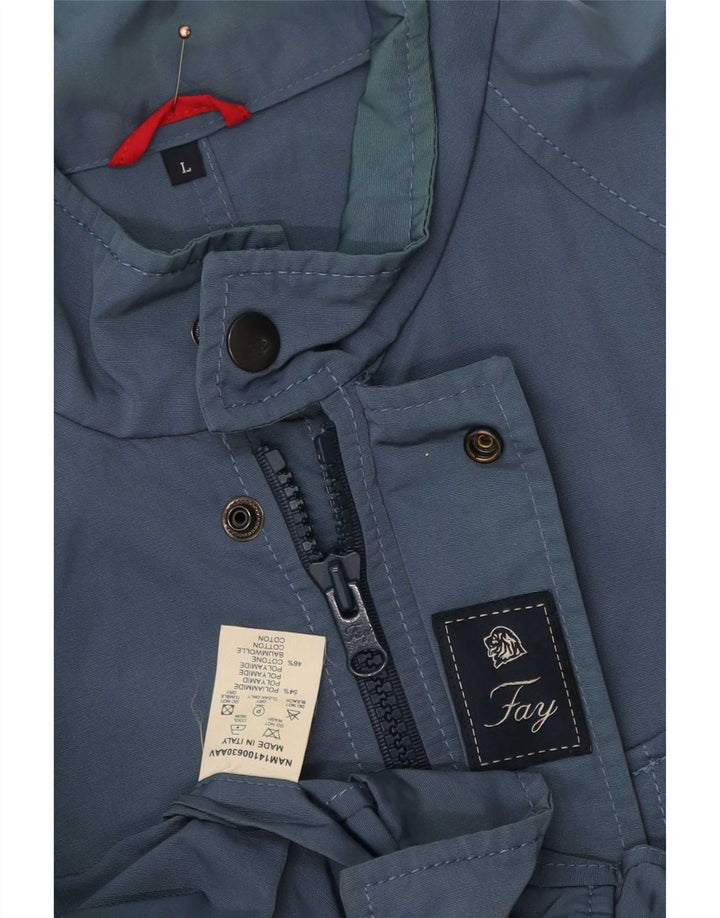Jaqueta utilitária masculina Fay UK 40 grande poliéster azul marinho