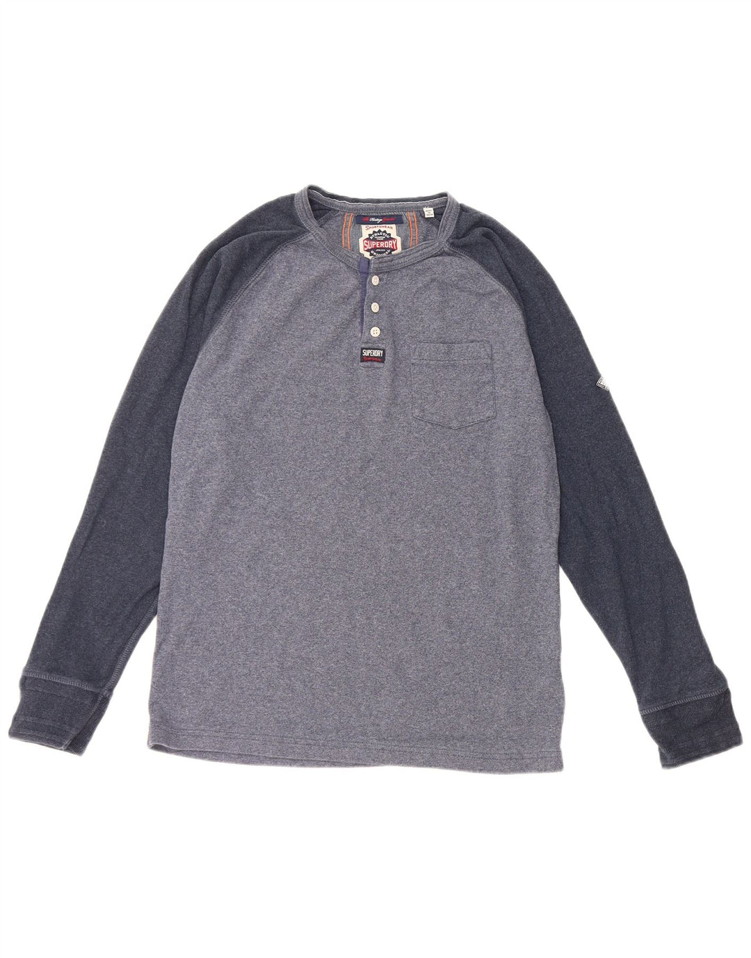 Top masculino Superdry manga comprida XL azul colorblock algodão