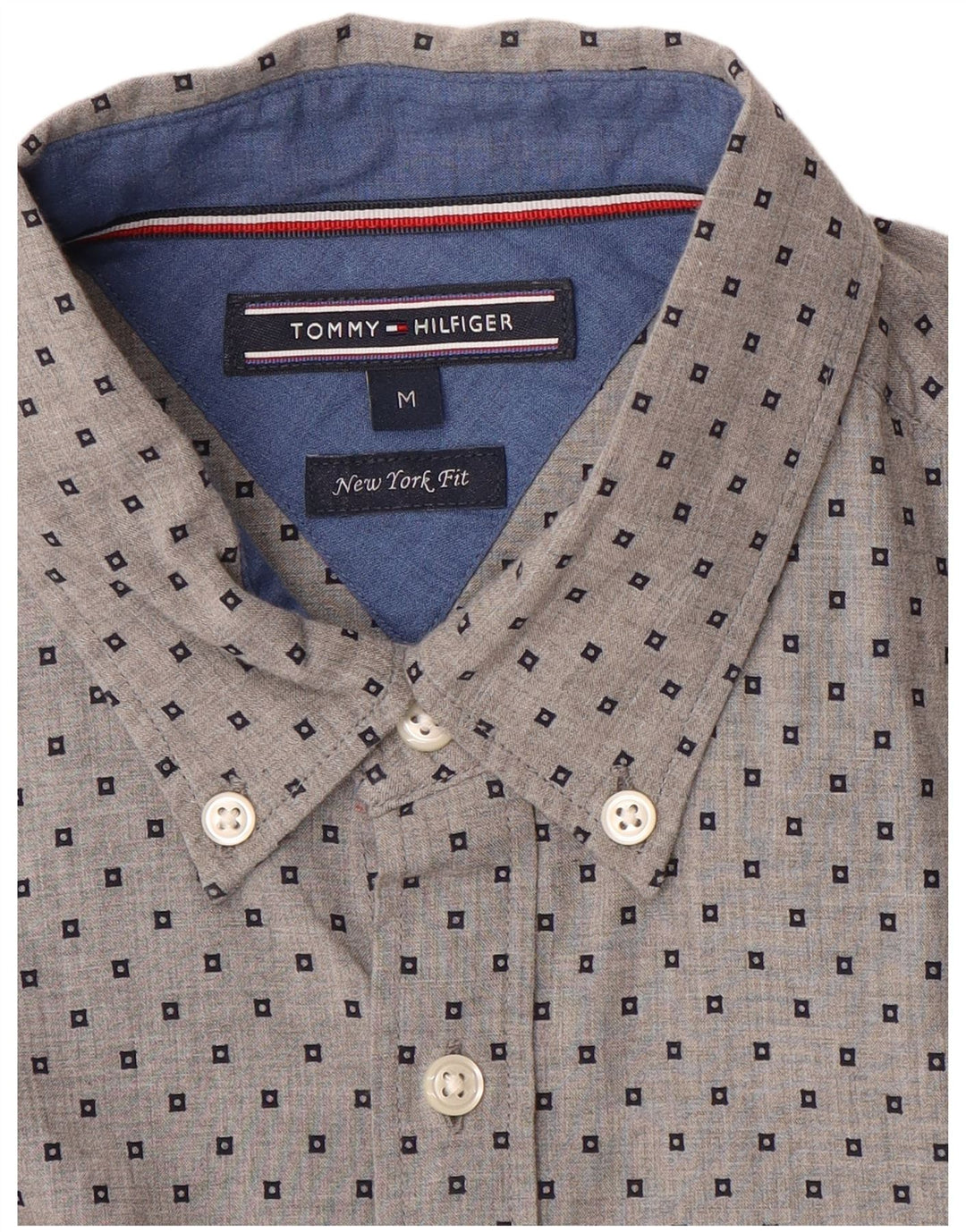 Camisa masculina Tommy Hilfiger New York Fit média cinza geométrica