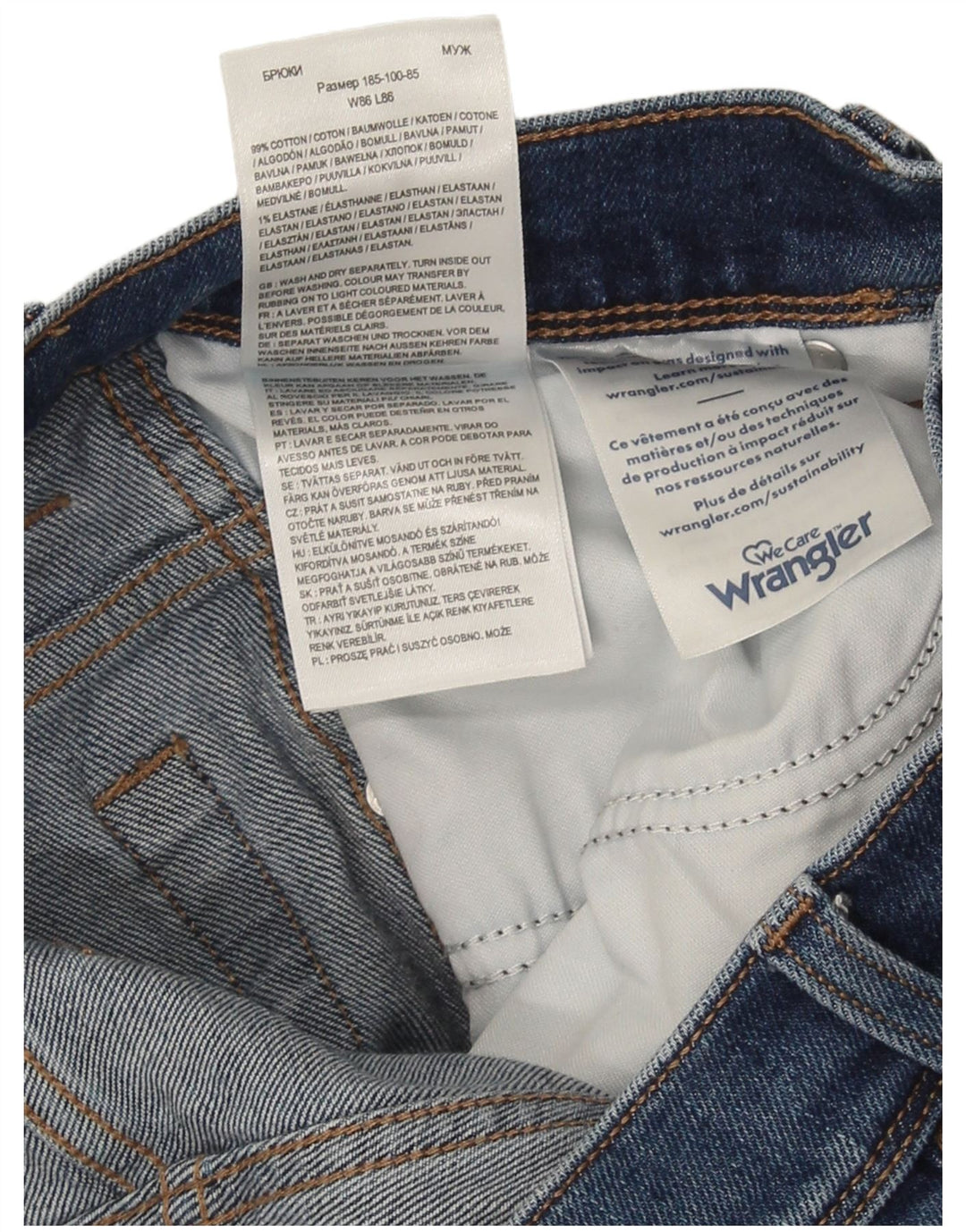 Wrangler Mens Straight Jeans W34 L34 Azul Algodão