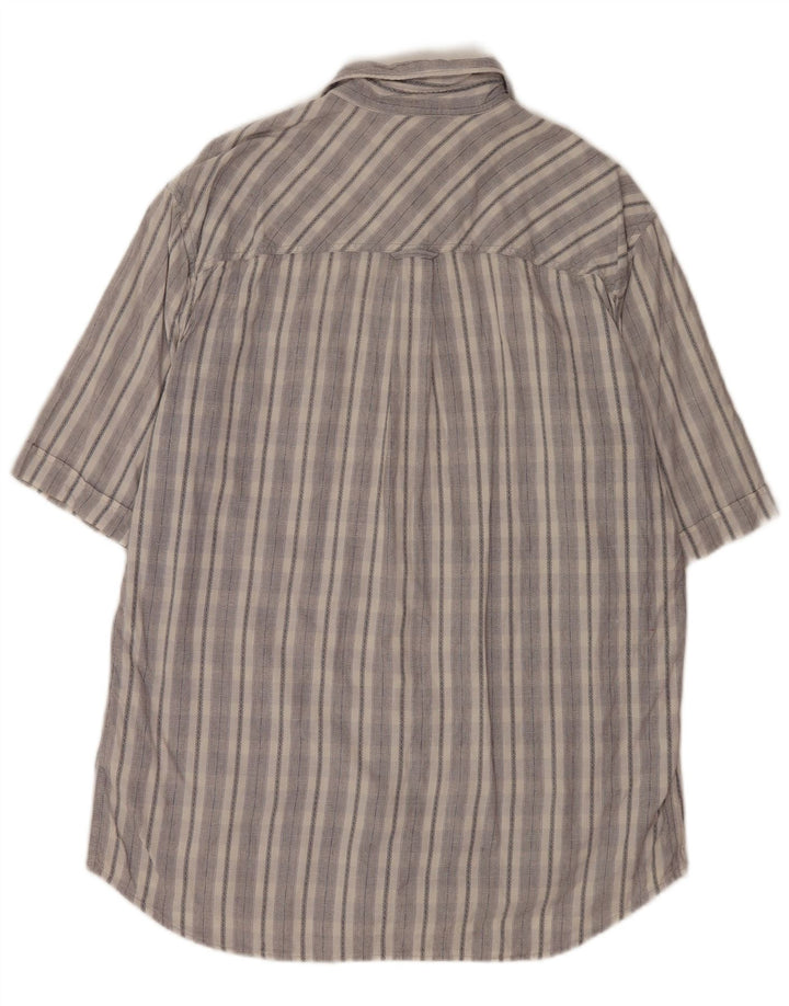 Camisa masculina de manga curta Marlboro Classics XL cinza listrado algodão