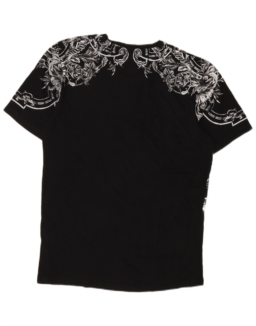Zara Camiseta masculina gráfica Top grande preto floral