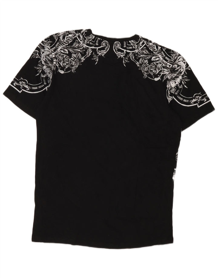 Zara Camiseta masculina gráfica Top grande preto floral