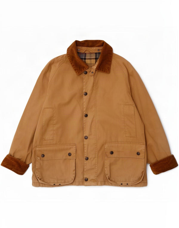 Jaqueta masculina Barbour Bedale de algodão encerado Reino Unido 38 bloco colorido bege médio