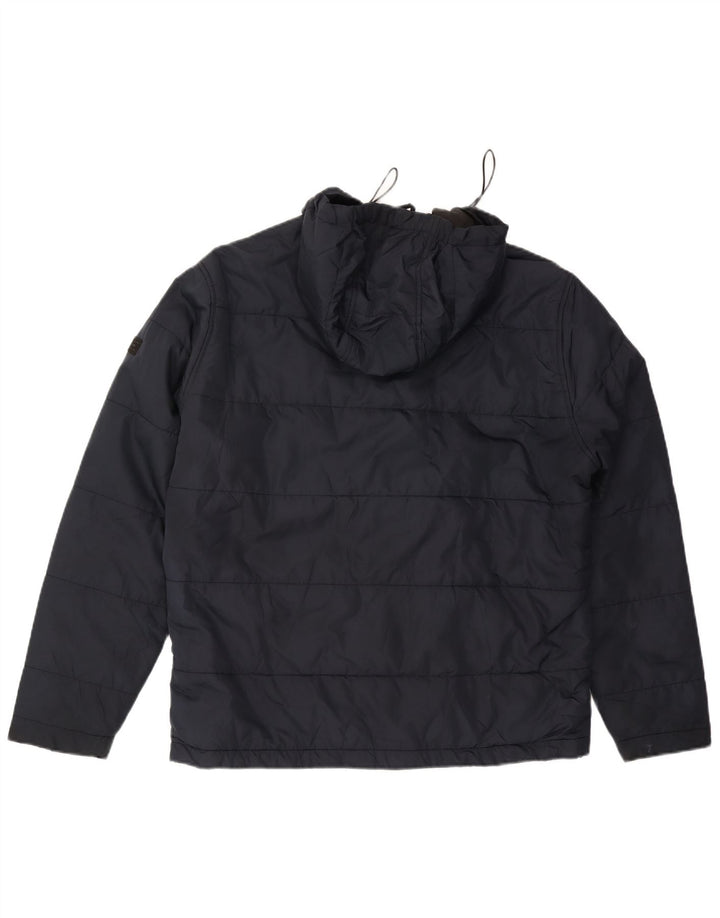 Jaqueta masculina acolchoada com capuz Jack & Jones UK 42 XL azul marinho poliéster