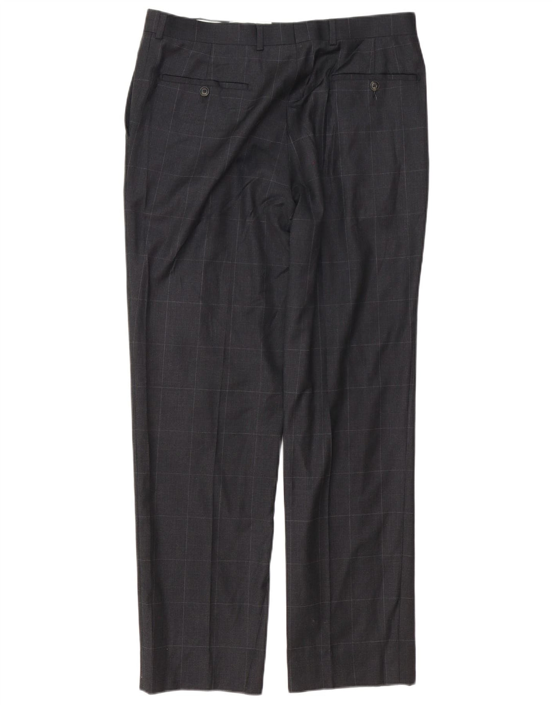 Calça masculina de ajuste regular MARKS & SPENCER W34 L31 cinza xadrez lã