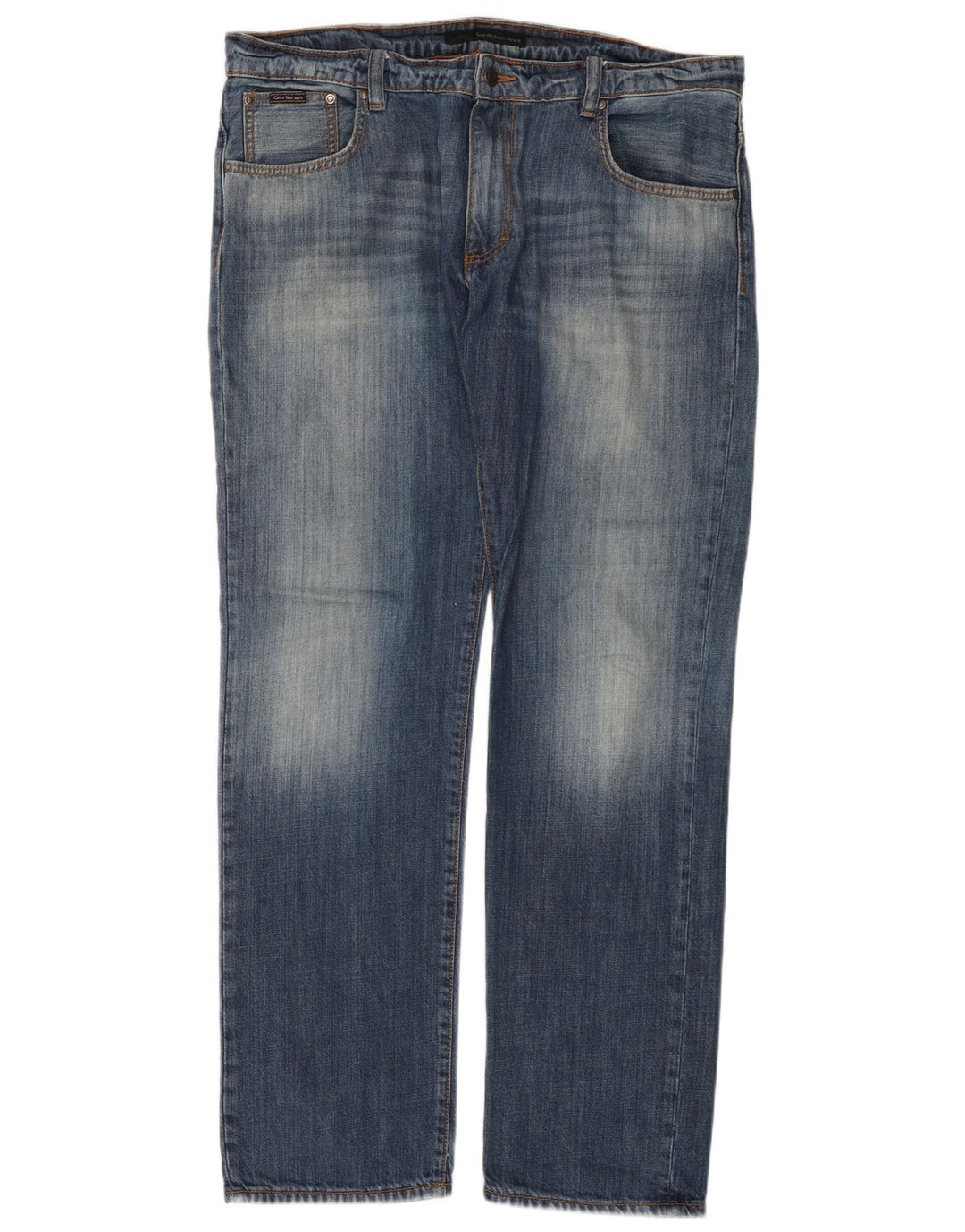 Calça jeans reta masculina Calvin Klein W38 L34 azul algodão