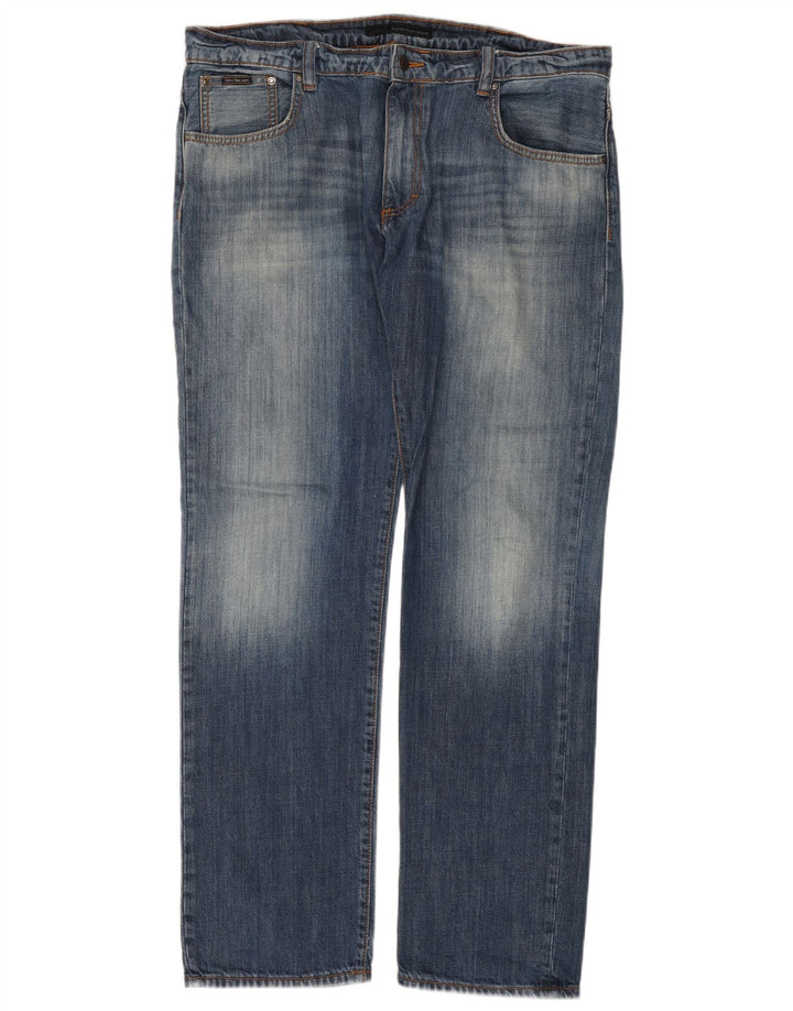 Calça jeans reta masculina Calvin Klein W38 L34 azul algodão
