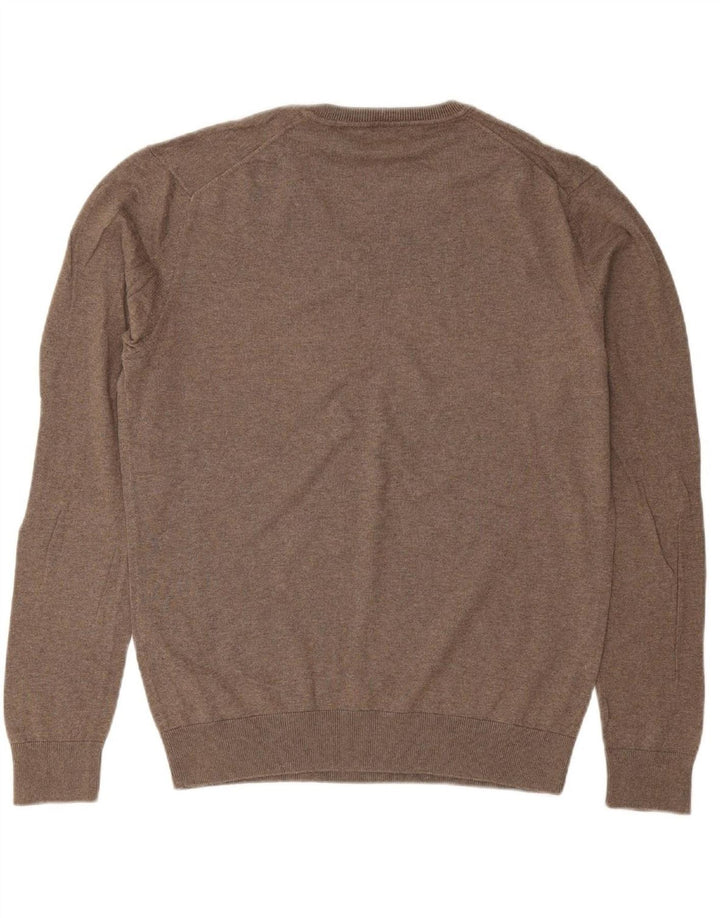 Suéter masculino ZARA com decote em V grande algodão marrom
