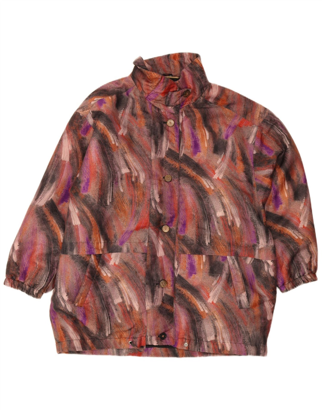 Casaco corta-vento feminino vintage com padrão abstrato EU 46 XL multicolorido