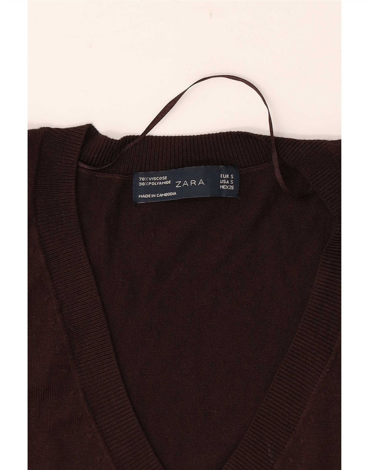 Colete feminino Zara UK 10 pequeno viscose marrom