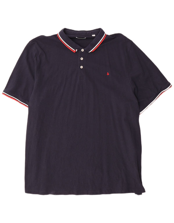 Camisa polo masculina Jack & Jones 5XL algodão listrado azul marinho