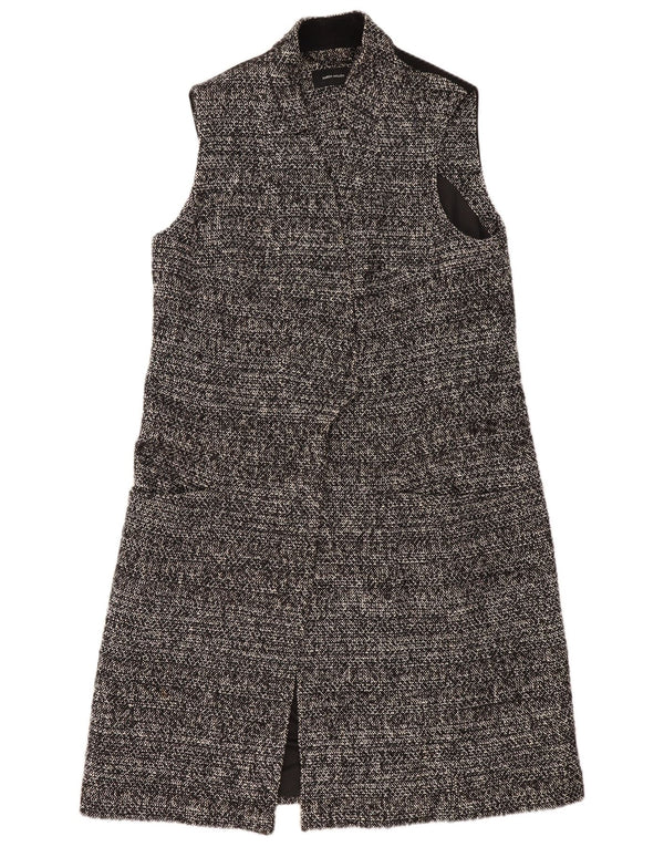 Colete feminino Karen Millen sem mangas com palangre UK 14 grande preto manchado