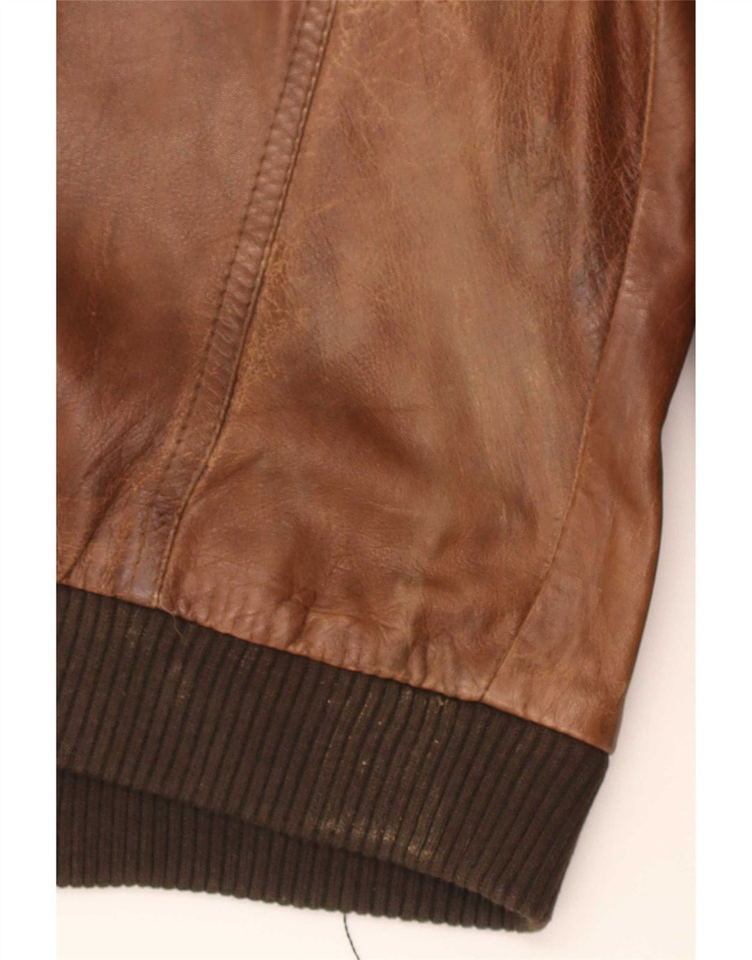 Jaqueta de couro militar masculina vintage UK 36 pequena marrom