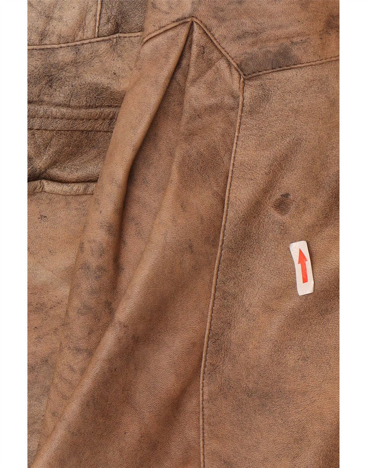 Jaqueta de couro superdimensionada feminina vintage IT 40 couro marrom pequeno