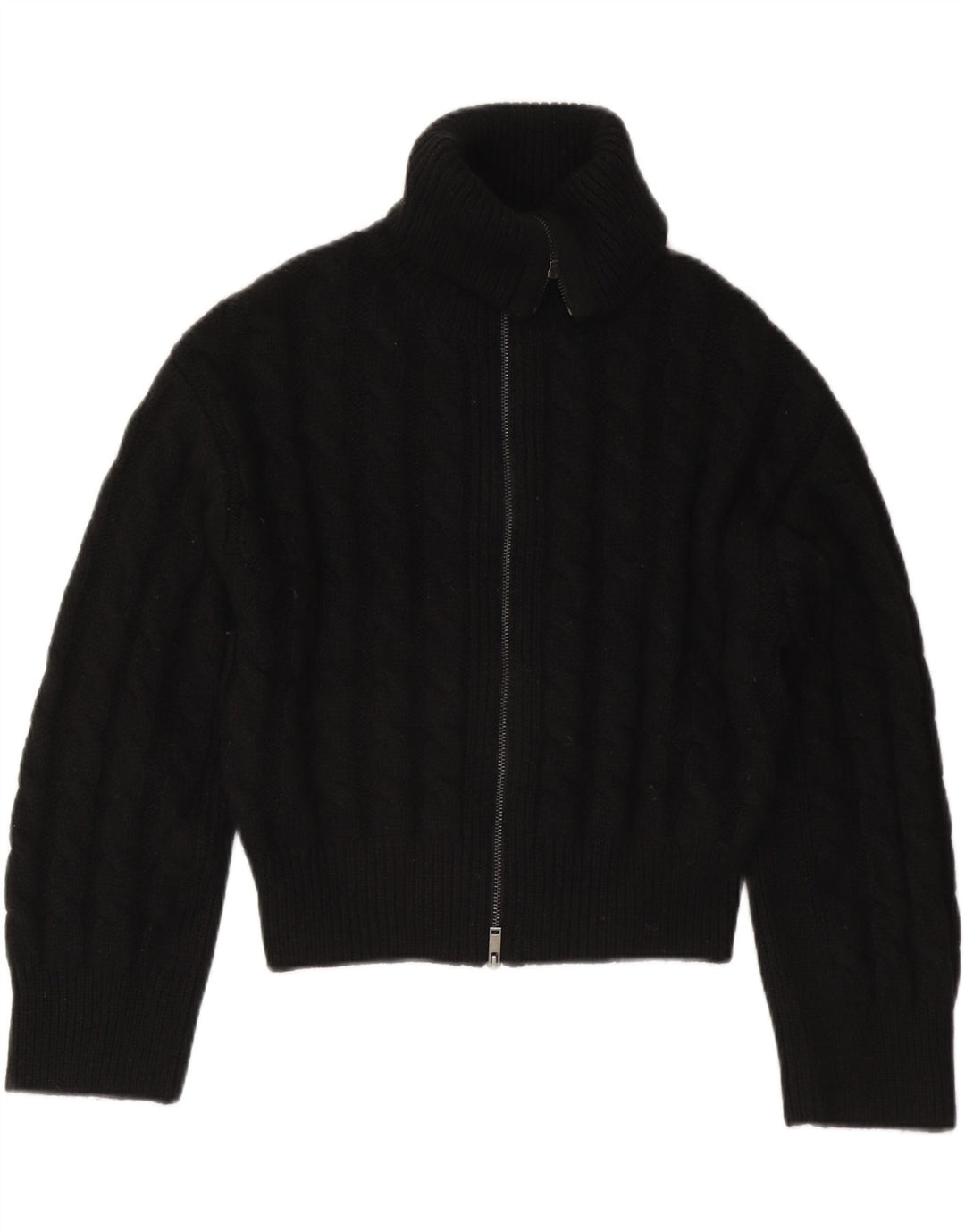 Suéter cardigã feminino Cos cropped grande Reino Unido 10 lã preta pequena