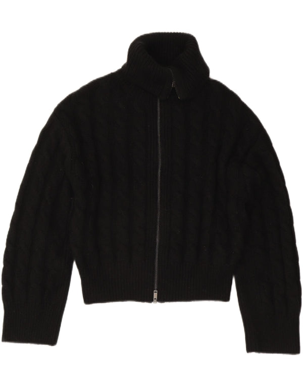 Suéter cardigã feminino Cos cropped grande Reino Unido 10 lã preta pequena