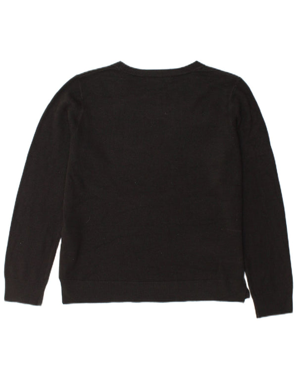 Suéter feminino Marks & Spencer com gola redonda Reino Unido 14 acrílico preto médio