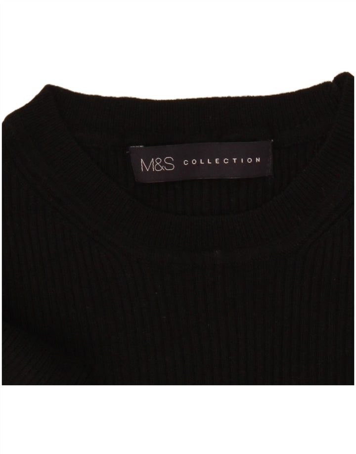 Suéter feminino Marks & Spencer com gola redonda Reino Unido 10 pequeno preto