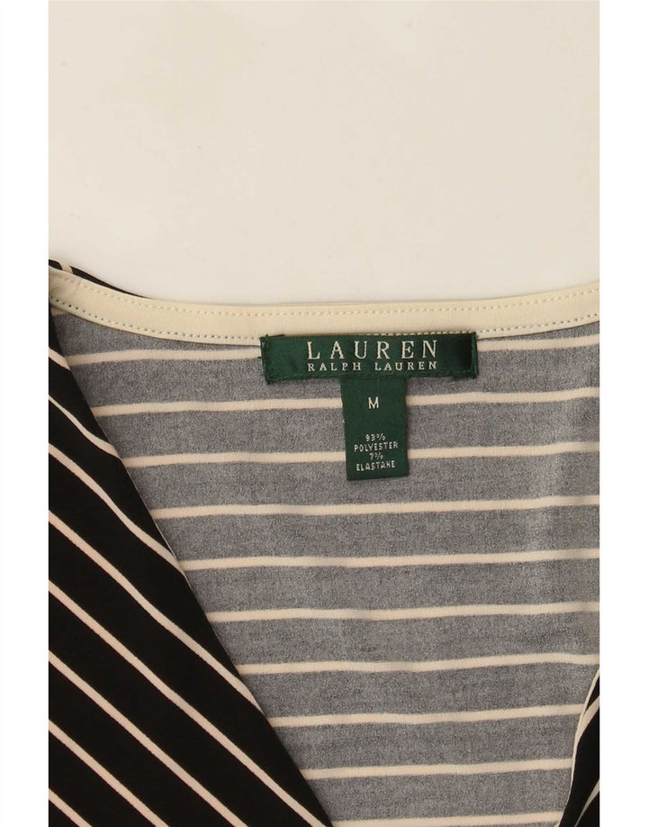 Túnica feminina Ralph Lauren manga 3/4 Reino Unido 12 médio preto Chevron