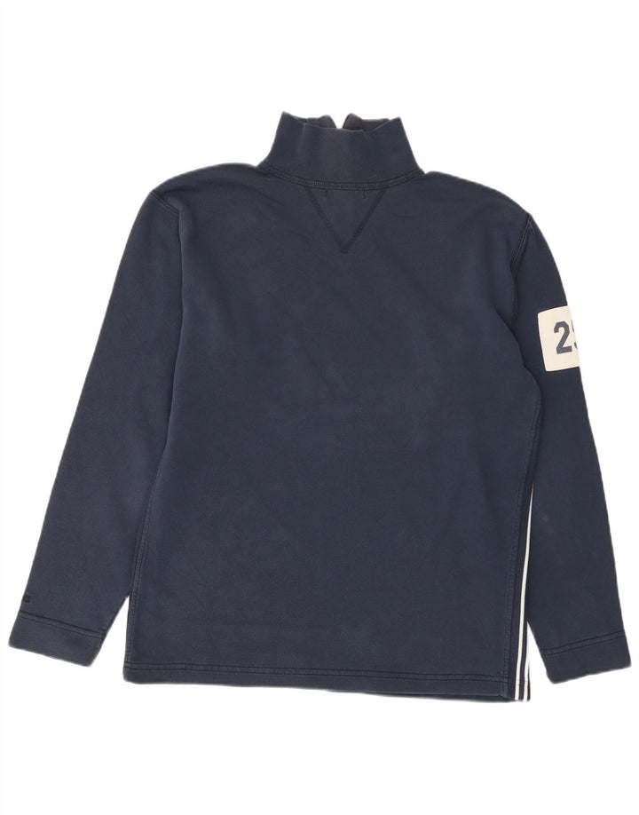 Asics Mens Zip Neck Moletom Jumper Pequeno Azul Marinho