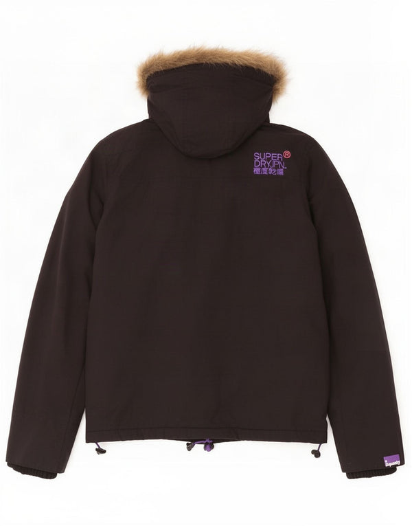 Jaqueta corta-vento feminina Superdry com capuz e blusão UK 16 grande preta