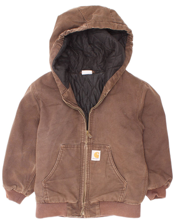 Jaqueta bomber com capuz para meninos Carhartt 7-8 anos pequeno algodão marrom