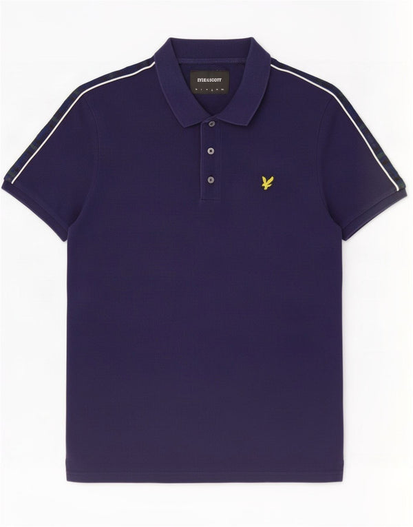 Camisa polo masculina Lyle & Scott grande algodão azul marinho