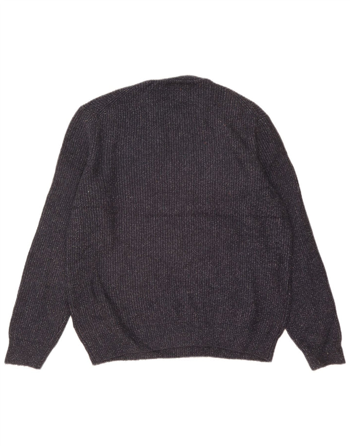 Suéter masculino Marks & Spencer com gola redonda grande azul marinho manchado