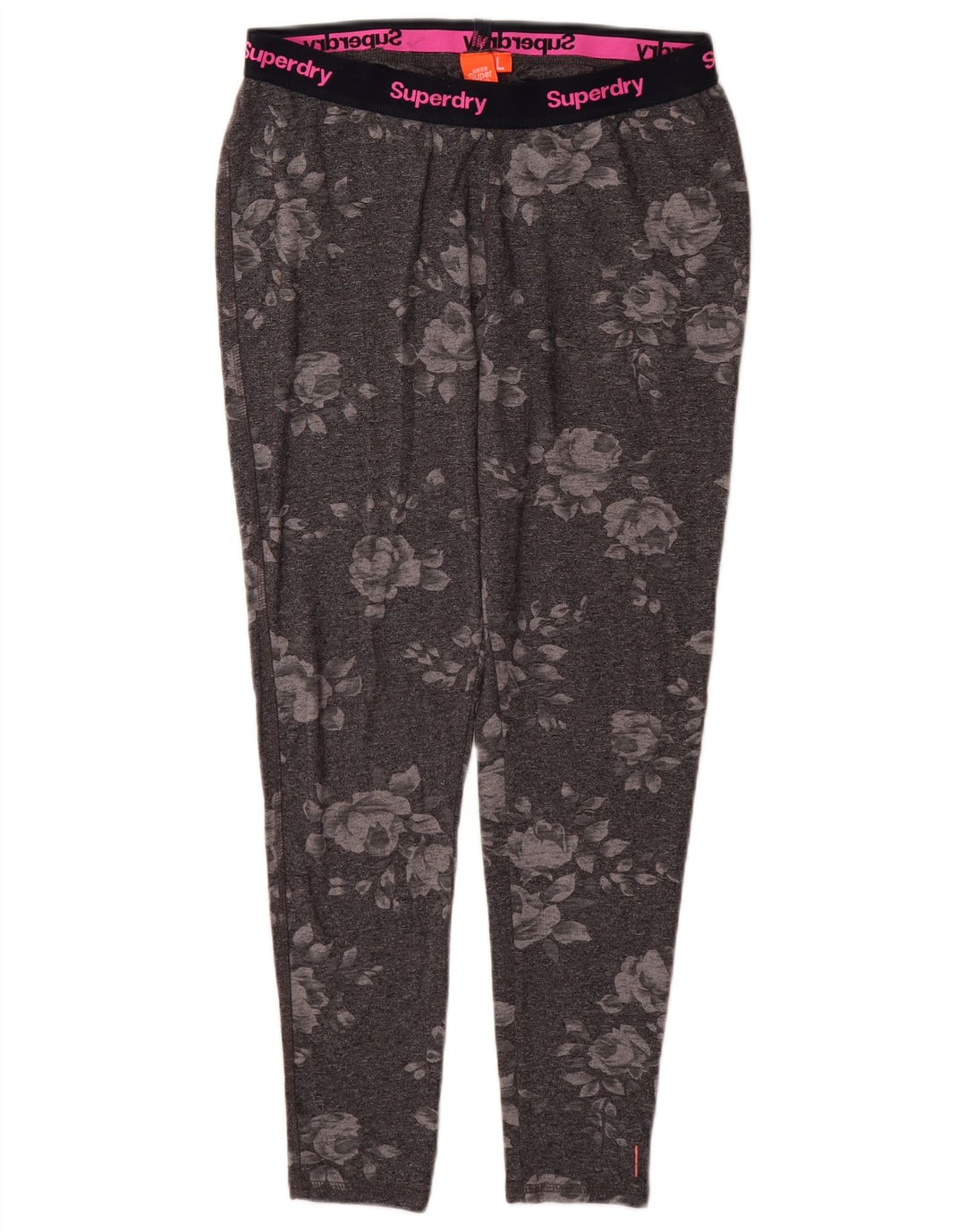Leggings gráficas femininas SUPERDRY Reino Unido 14 grande algodão floral cinza