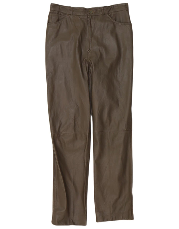 Calça casual reta masculina vintage IT 50 grande W34 L30 couro cinza